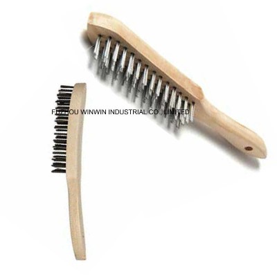 Straight Wooden Handle Steel Wire Brush (WW-WWB01)